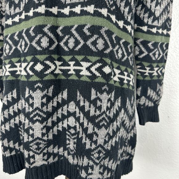 Roxy Cardigan Women Sweater XS/S Blue Green Aztec Tribal Boho Western Open Front - Picture 10 of 14